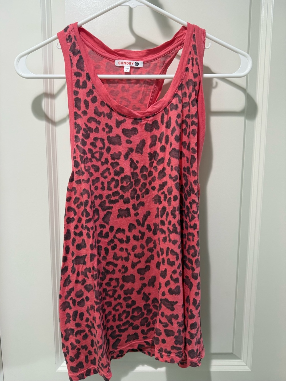 Sundry Coral Pink Leopard Print Tank Pima Cotton size 3